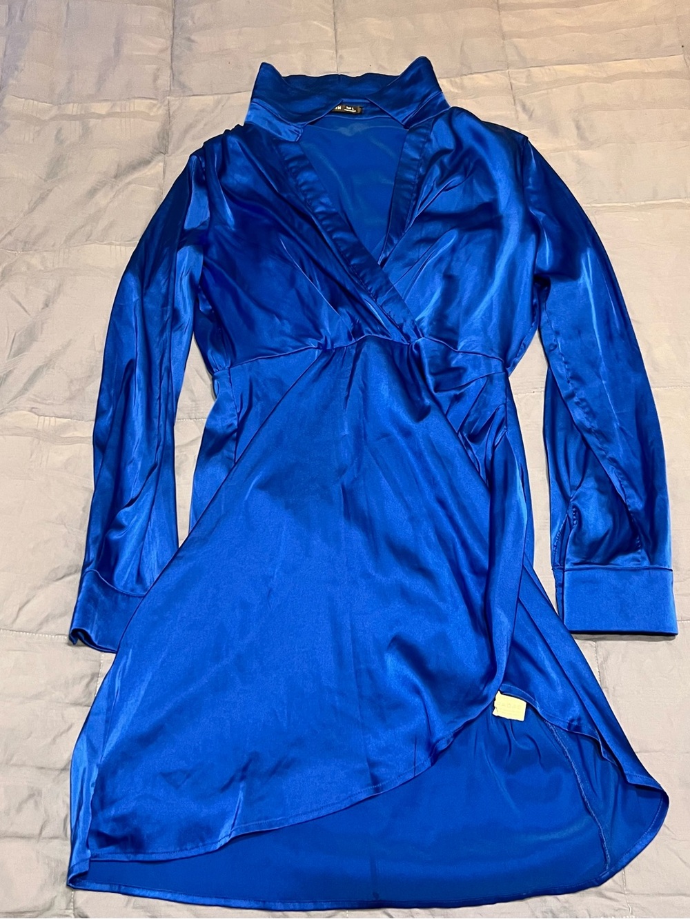 SHEIN Electric Blue Satin Dress with Leg Slit